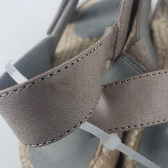 Eileen Fisher Max Womens Leather Ankle Strap Espadrilles Sandals cement grey 6 - Picture 12 of 14